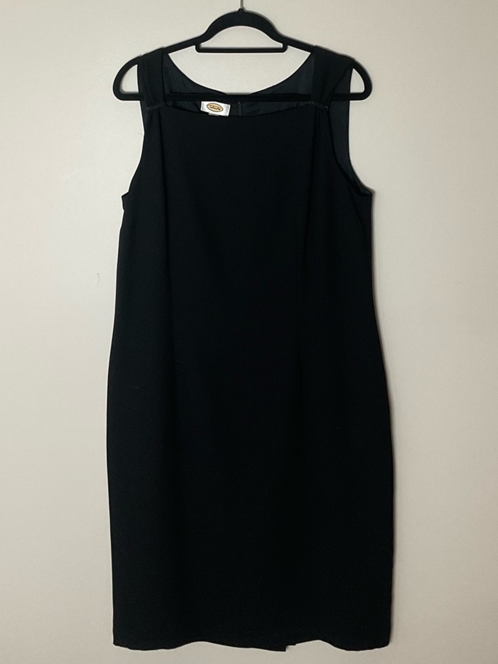 Talbots NWT Black Sleeveless Midi Shift Dress LBD Cocktail Chic Elegant Size 16
